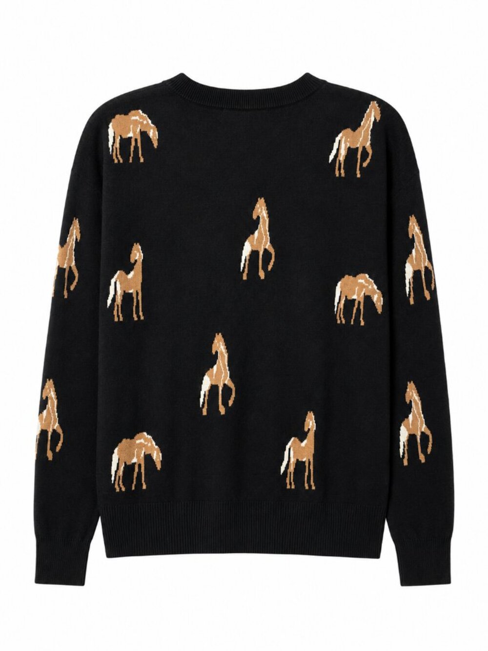 Catherine Malandrino Black Horse Intarsia Pullover Sweater Size M - Picture 6 of 6